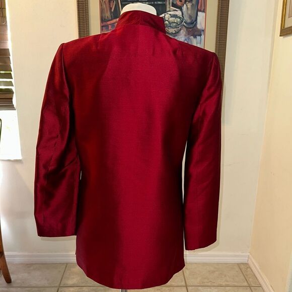 DANA BUCHMAN 100% Silk Red Jacket w/ Black Embroidery Size 4 - Picture 12 of 14